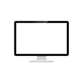 Flat desktop monitor with blank white screen. Empty display template for mockup and customization vector