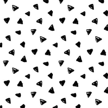 Seamless black and white abstract brush stroke pattern. Creative monochrome hand-drawn background with triangles. Perfect for modern design and artistic projects. vector