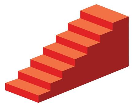 Isometric Illustration of a Red Staircase Ascending, Symbolic of Growth and Success in a Minimalist Setting vector