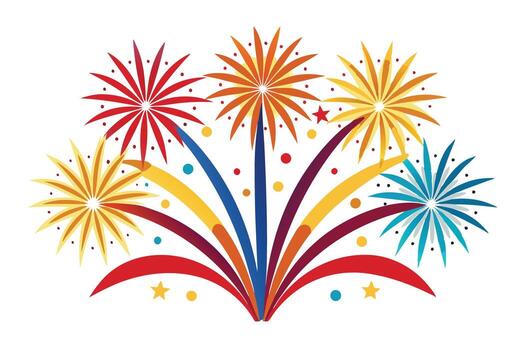 festivo vistoso fuegos artificiales monitor explotando en un vibrante celebracion en contra un blanco antecedentes - profesional digital obra de arte con vibrante colores y detallado composición vector