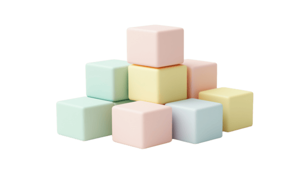 un' impostato di geometrico 3d cubo pila nel minimalista design isolato su chiaro sfondo png