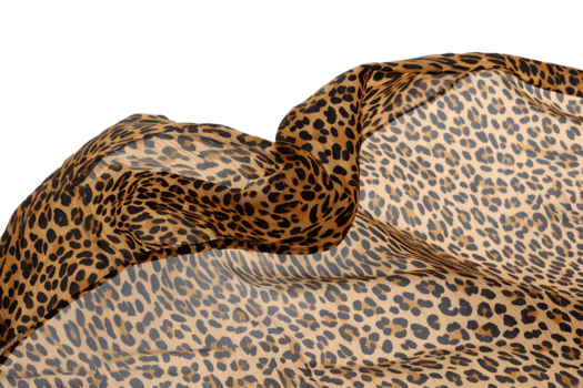 fluido leopardo impresión tela aislado en transparente fondo, salvaje animal modelo con dinámica movimiento pliegues png