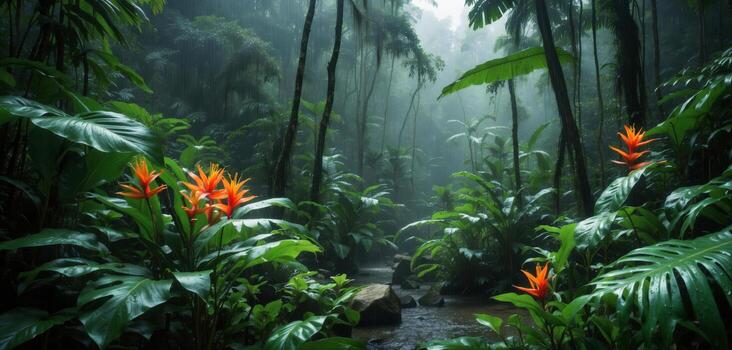 Rain in the rainforest photo