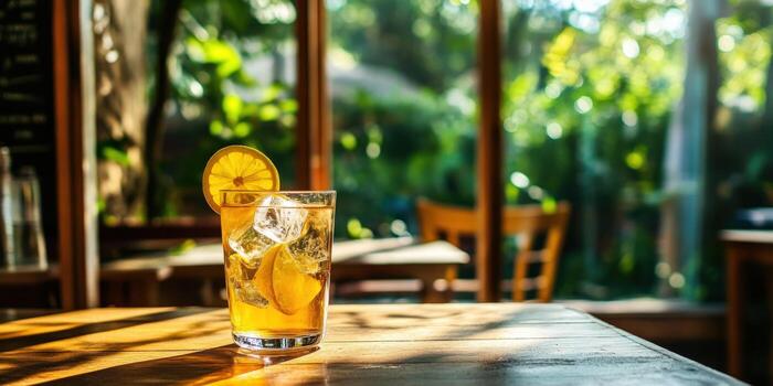 Lemonade drink on a wooden table photo