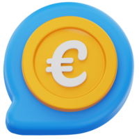 euro moneda en un 3d habla burbuja png