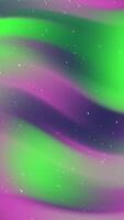 Vertical Vertical abstract aurora background with green, purple, and snow effect for festive mobile content with movement and grain. video