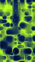 Vertical Dynamic abstract background with swirling neon green and blue shapes, accented by floating confetti particles, seamlessly looping video