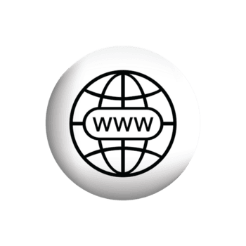 the world wide web icon on a white button png
