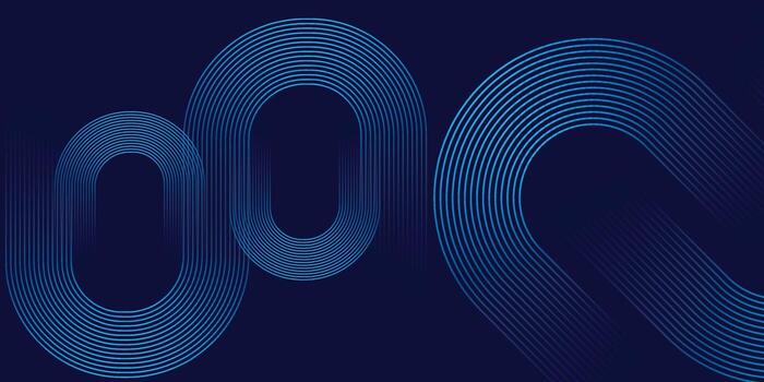 oscuro futurista resumen antecedentes con azul redondeado línea arcos y tecnología fluir diseño vector