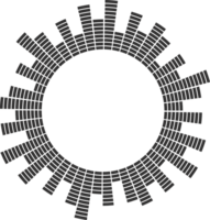 sonido circular igualada. radial audio música icono. redondo resumen gráfico de voz y eco. frecuencia geométrico bar. png