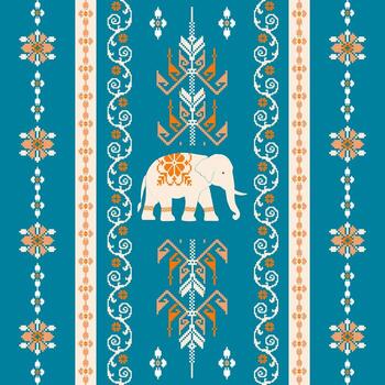 Elephant pattern design in vibrant colors vector