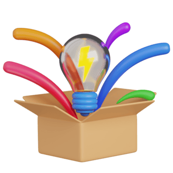 3d machen kreativ Idee im ein Box und die Glühbirne mit bunt Strahlen Symbol png