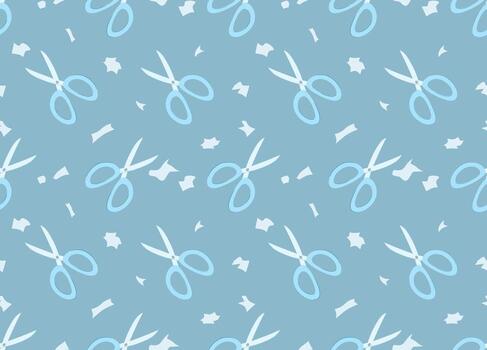 azul tijeras sin costura modelo. sencillo abierto tijeras, aislado en azul fondo.. tijeras ilustración para textil, tela, papel. vector