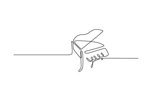 Minimalist piano drawn in a single, continuous line Elegant art White background vector