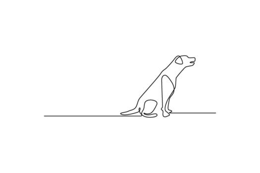 Minimalist line art of a dog sitting attentively Its mouth slightly open, showing focus vector