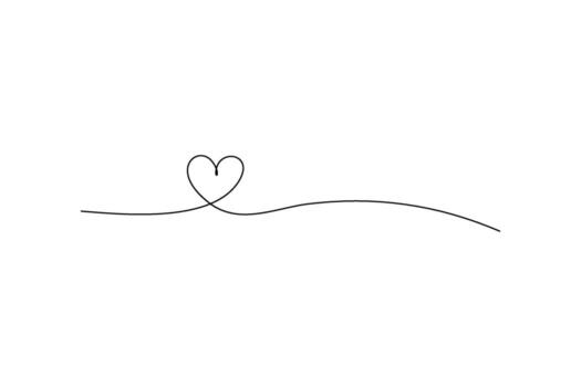 Minimalist artwork of a heart made from a continuous black line on a white background vector