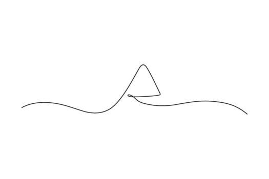 Single continuous line forming a wave and a triangle Simple yet creative, minimalist design vector