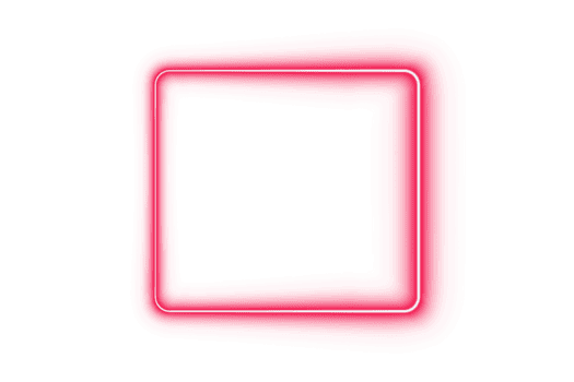 Pink neon rectangle frame glowing light border rounded corners laser bright beam outline empty transparent background design abstract glow edge template blank space png