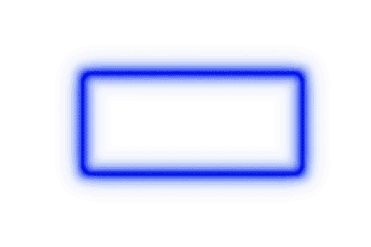 Blue neon rectangle frame glowing light border rounded corners laser beam outline empty transparent background design abstract glow template blank space png