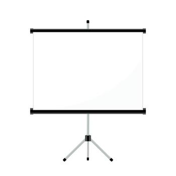 An empty projector screen on a tripod vector