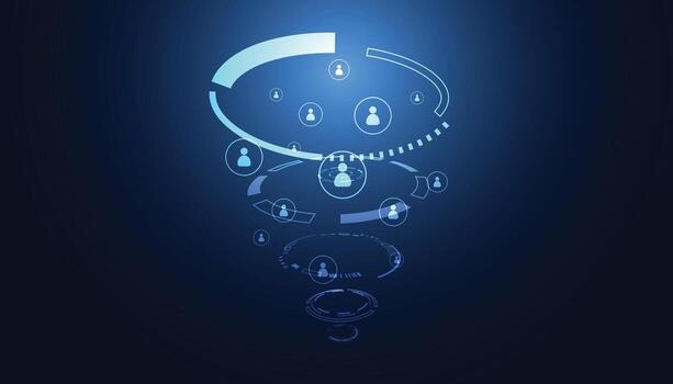 Digital swirl of network connections symbolizing data flow and communication in modern tech landscapes. vector