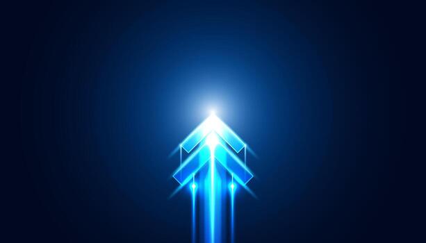 A vibrant graphic design featuring a blue arrow symbolizing progress and direction, set against a dark background, perfect for modern projects. vector