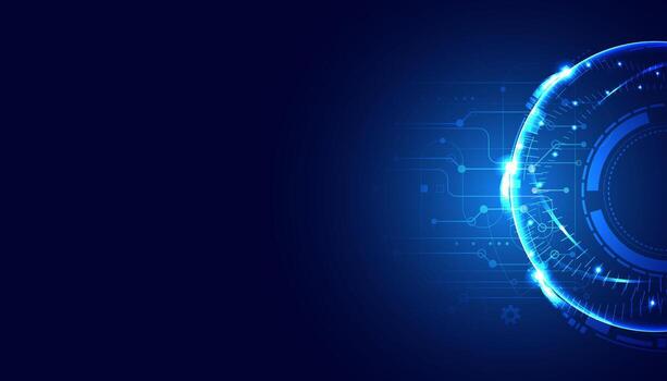 circle digital cyber security fingerprint connection and communication futuristic on blue background. vector