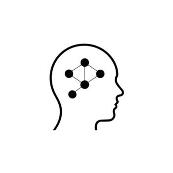 Artificial intelligence in the human brain with a network of connected thoughts represented inside vector