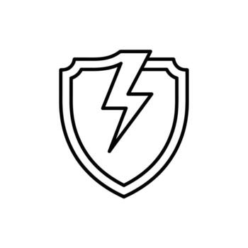 Symbolic Icon of Protection from Electrical Hazards a Lightning Bolt on a Shield vector