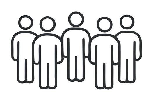 Five People Stick Figures Illustrating Teamwork and Collaboration on a Clean White Background for Versatile Use in Design vector