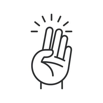 Three Fingers Pointing Up Icon Hand Gesture Symbol for Counting Enumeration and Emphasis in Digital Communication vector