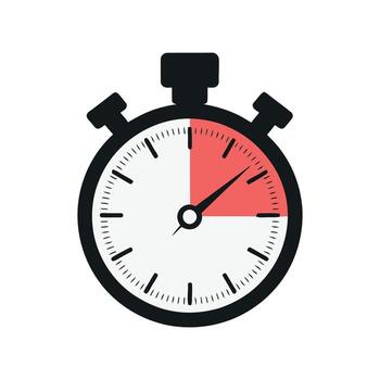 preciso cronógrafo Temporizador icono con rojo segmento mostrando transcurrido hora en un limpiar blanco antecedentes para rastreo vector