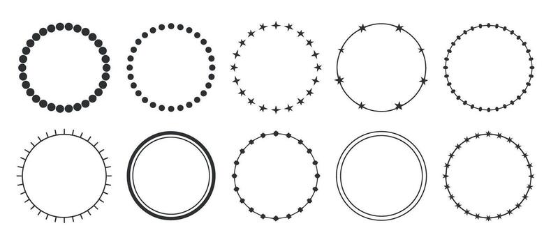 Collection of Decorative Circle Frames Borders for Design Elements, Round Shapes, and Geometric Patterns on Transparent Background vector