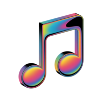 holográfico 3d música Nota en transparente antecedentes png
