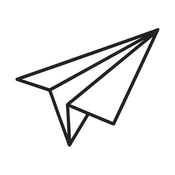 Art of a simple line drawing of a paper airplane in flight vector