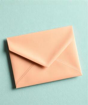 An open red envelope on a blue background photo