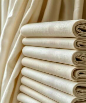 A stack of white sheets on a table photo