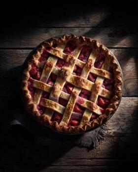 Strawberry pie with lattice top photo