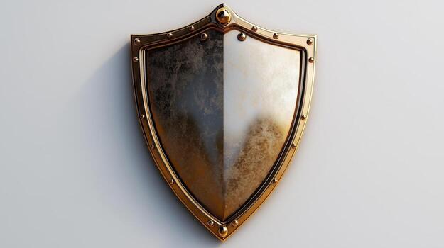 A simple golden crest shape on a plain white background. 7 photo