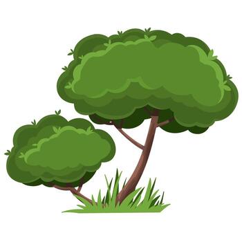 árbol con césped en parque aislado en blanco antecedentes en plano estilo. planta elemento vector