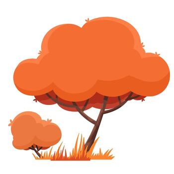 otoño árbol con césped en parque aislado en blanco antecedentes en plano estilo. planta elemento vector