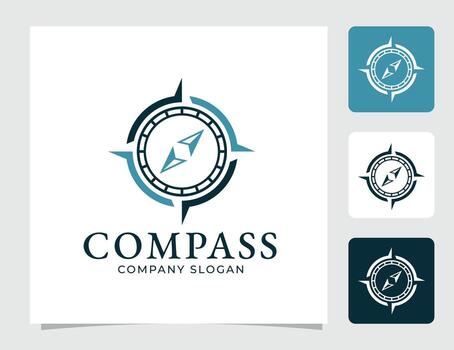 Compass Logo Design. Direction And Navigation Symbol In Linear Geometric Style. vector