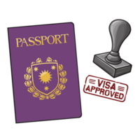 A stamp and a passport with the word visa png