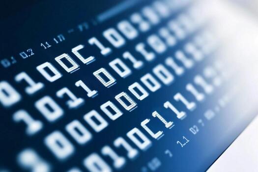 A close up of a computer screen with binary numbers photo