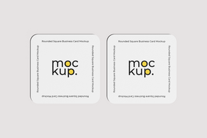 Rounded Square Business Card Mockup Top View psd