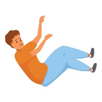 Young man falling down with scared expression on face vector