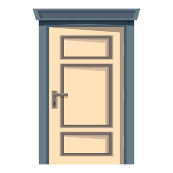 Beige rectangular door with metal handle and grey frame vector
