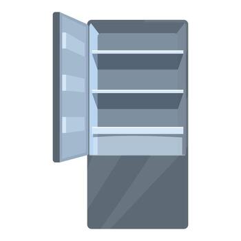 Empty refrigerator with open door displaying clean interior vector