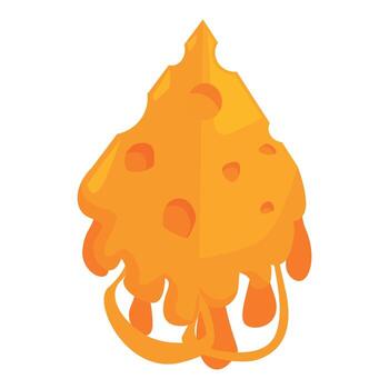 Melted cheese dripping, forming abstract shapes, isolated on white background vector