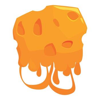Melting cheese with holes forming dripping strings on white background vector